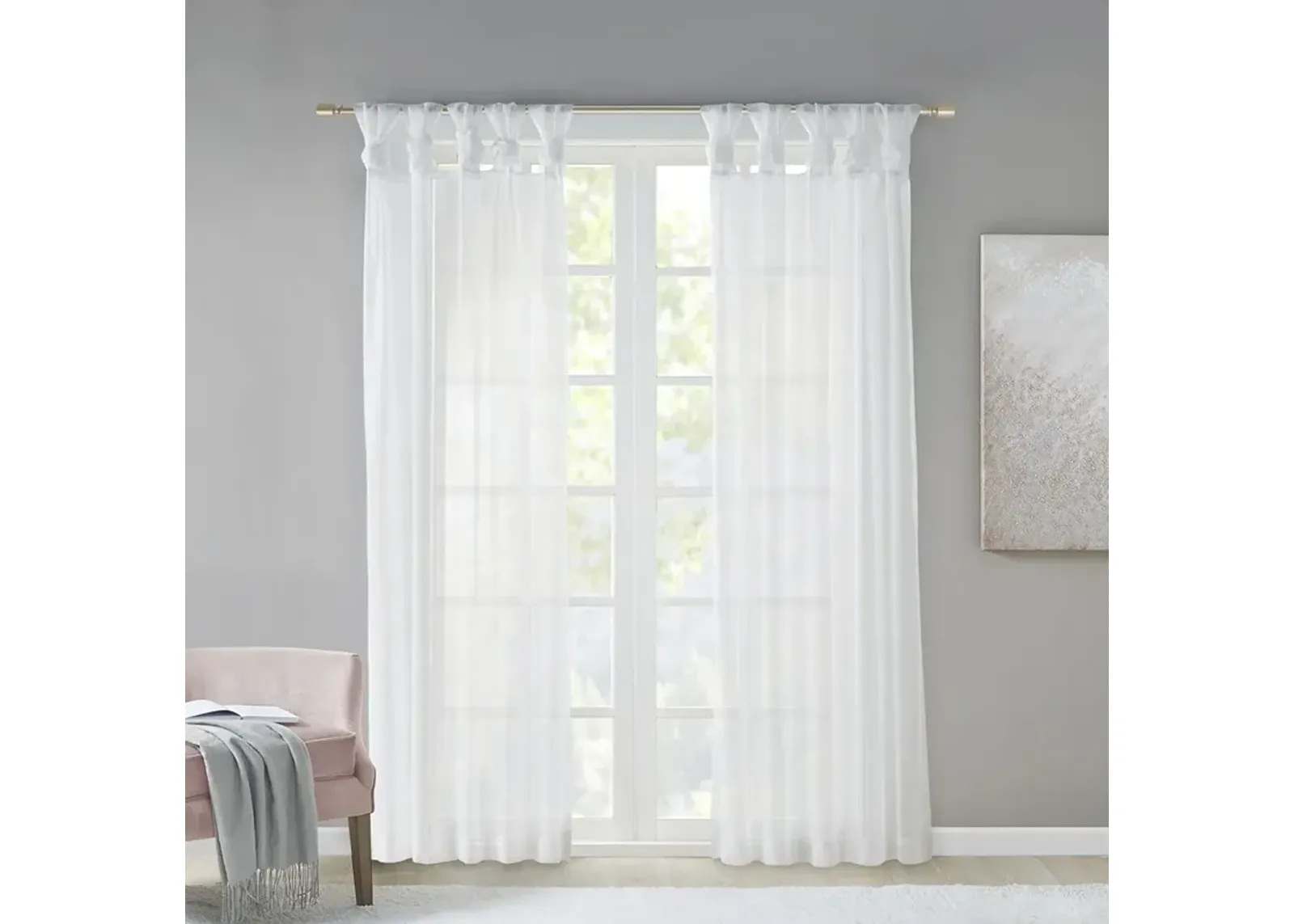 Madison Park Ceres White Twist Tab Voile Sheer Window Pair