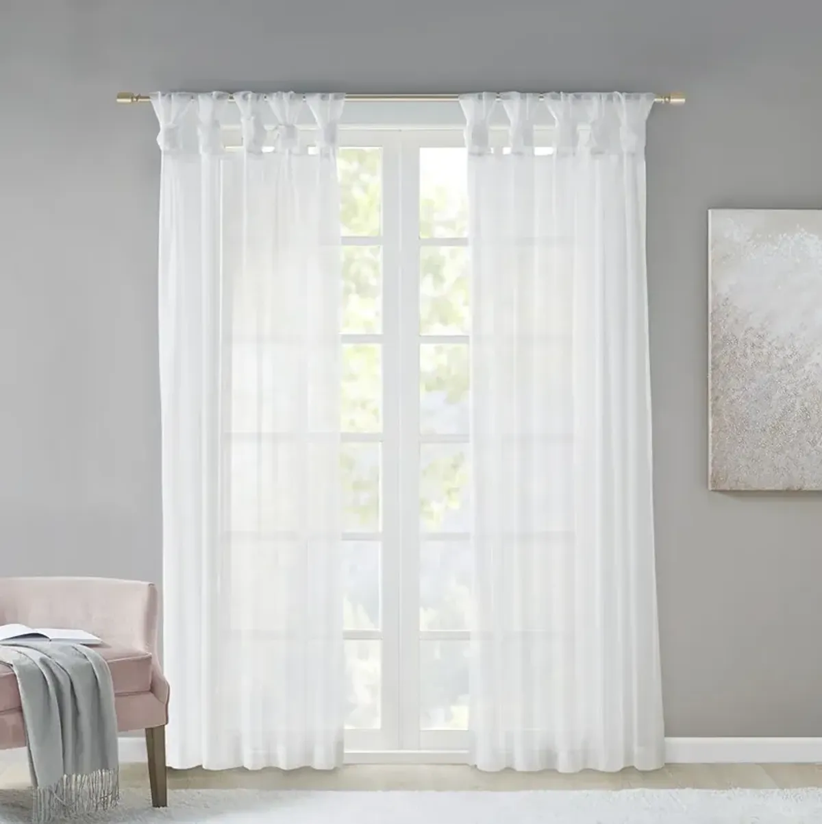 Madison Park Ceres White Twist Tab Voile Sheer Window Pair