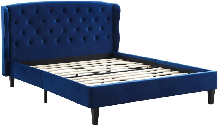 Penelope Tufted Wingback Queen Performance Velvet Platform Bed