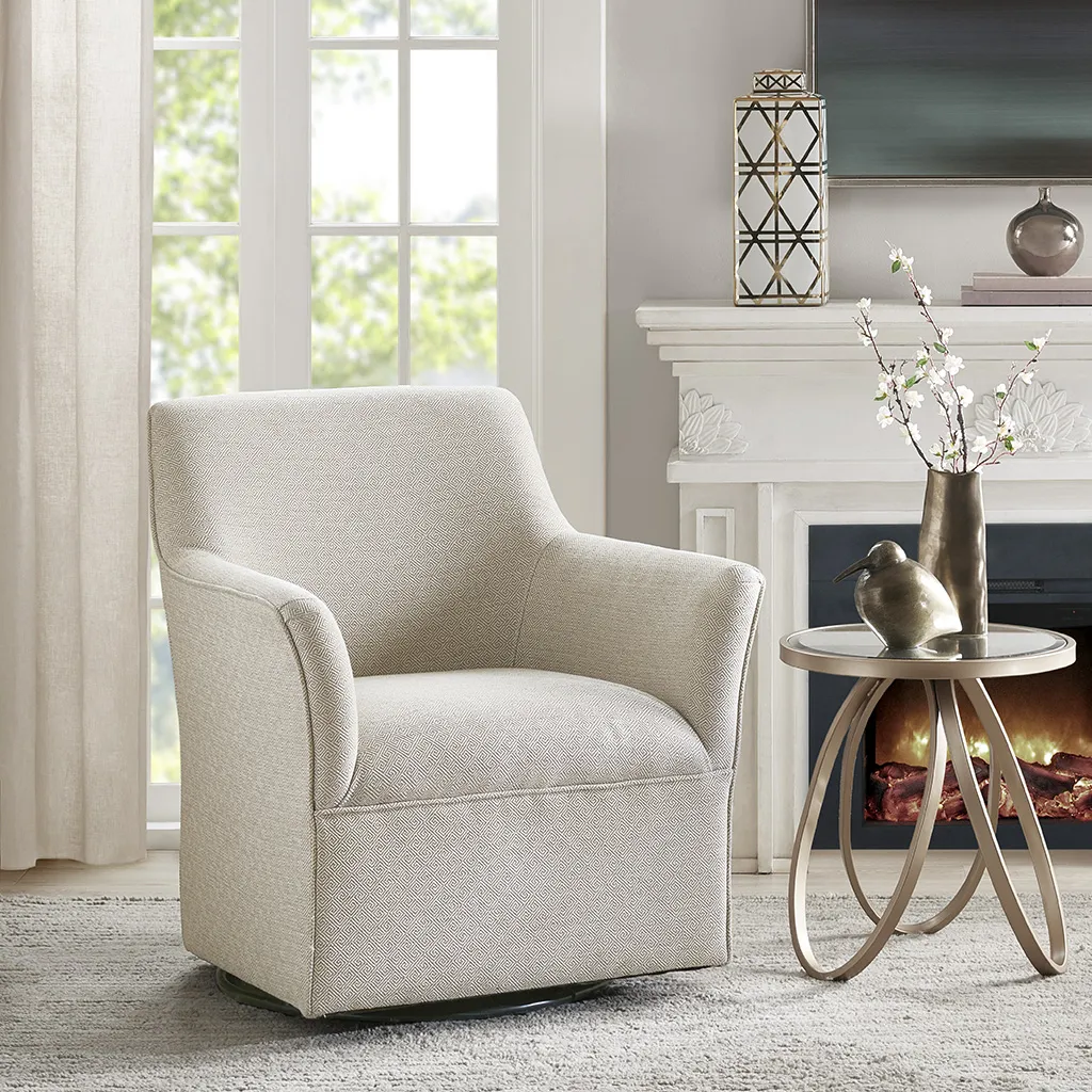 Madison Park Augustine Cream Swivel Glider Chair