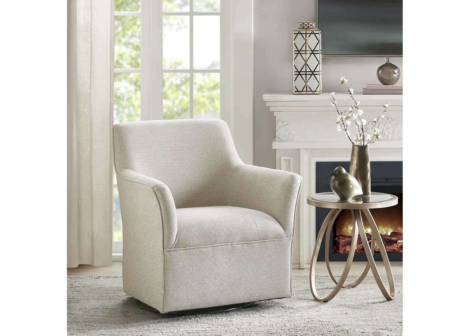 Madison Park Augustine Cream Swivel Glider Chair