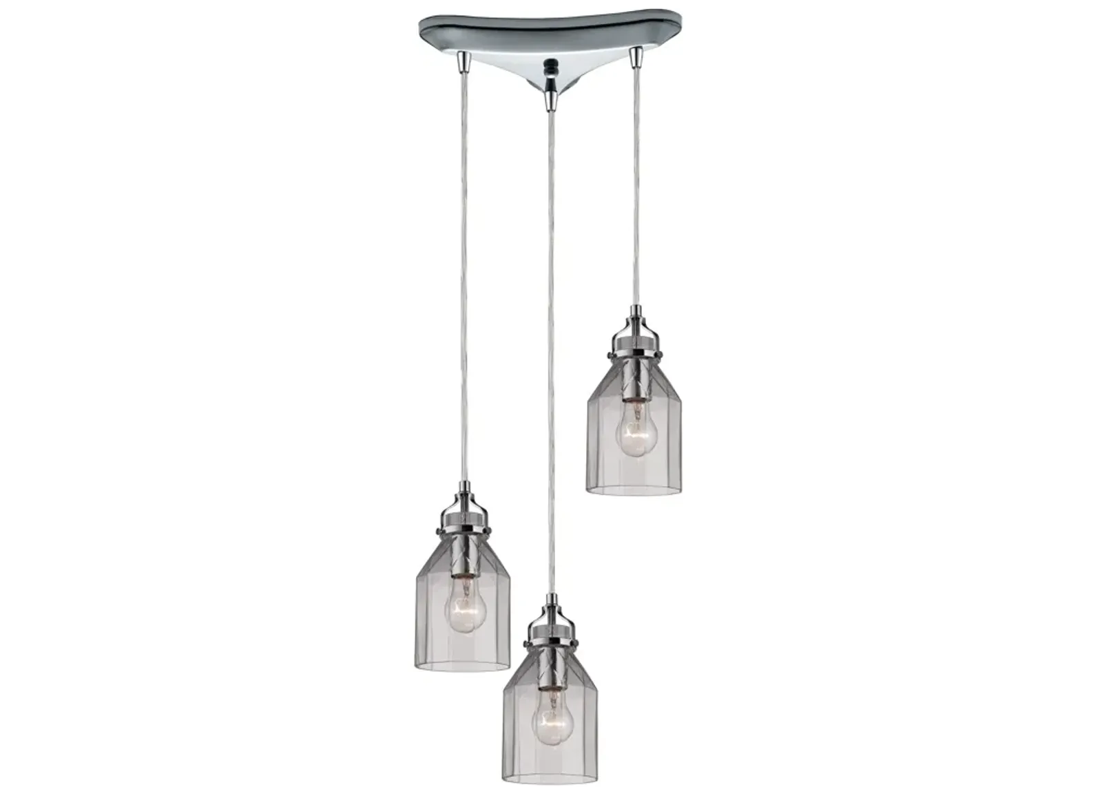 Danica 10'' Wide 3-Light Pendant - Polished Chrome with Clear Glass