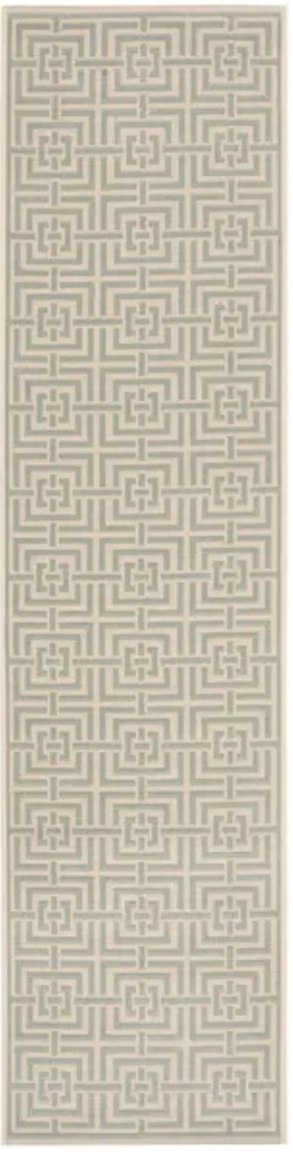 LINDEN 128 Collection LND128L-28 Cream / Aqua 2'-2" X 8'