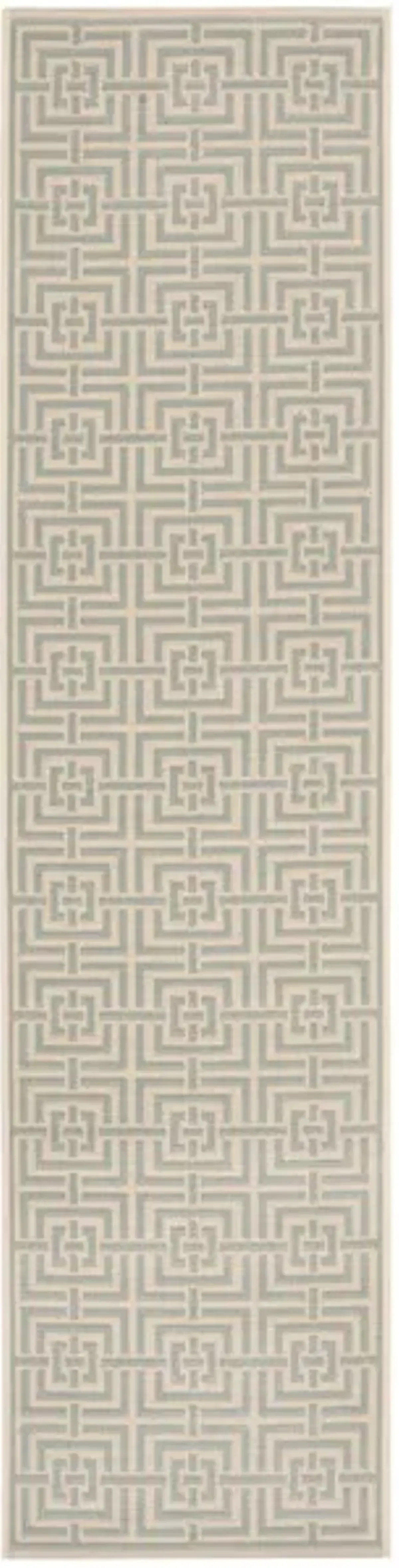 LINDEN 128 Collection LND128L-28 Cream / Aqua 2'-2" X 8'