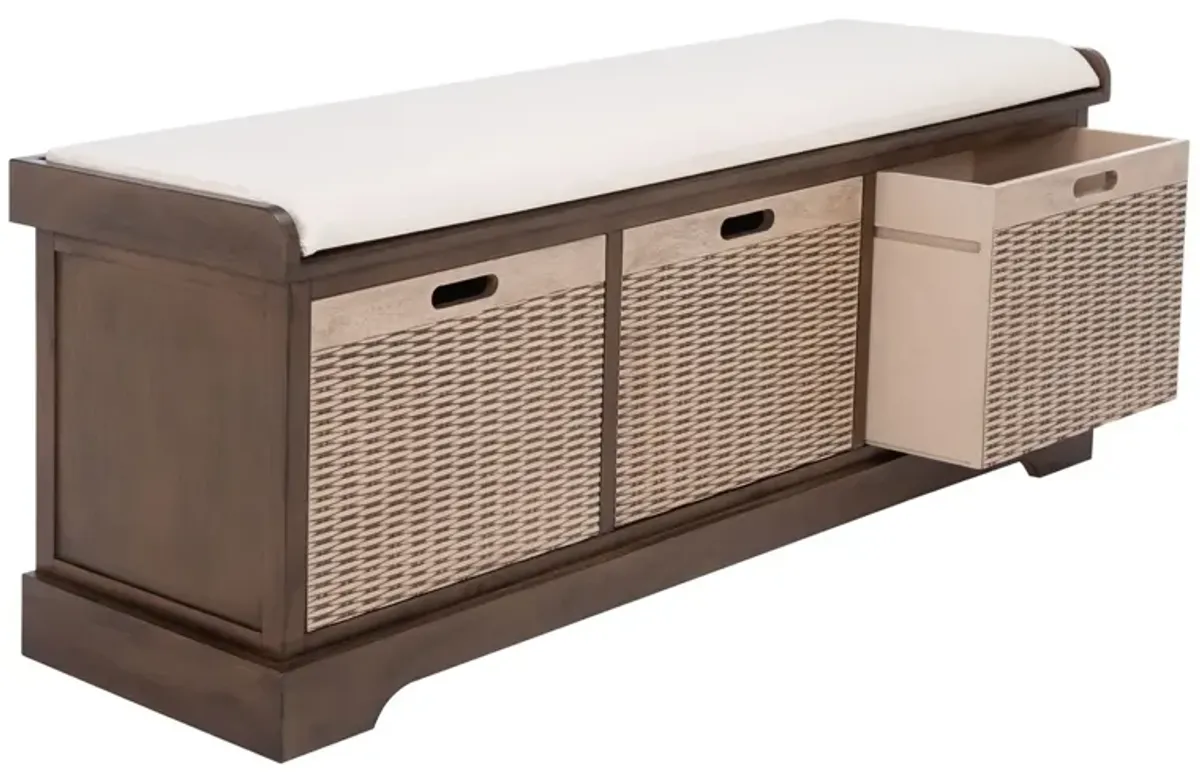 LANDERS 3 DRAWER/CUSHION STORAGE BENCH