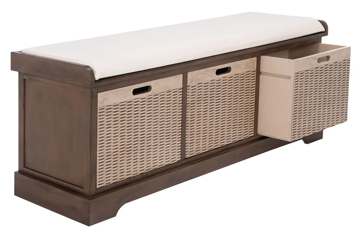 LANDERS 3 DRAWER/CUSHION STORAGE BENCH