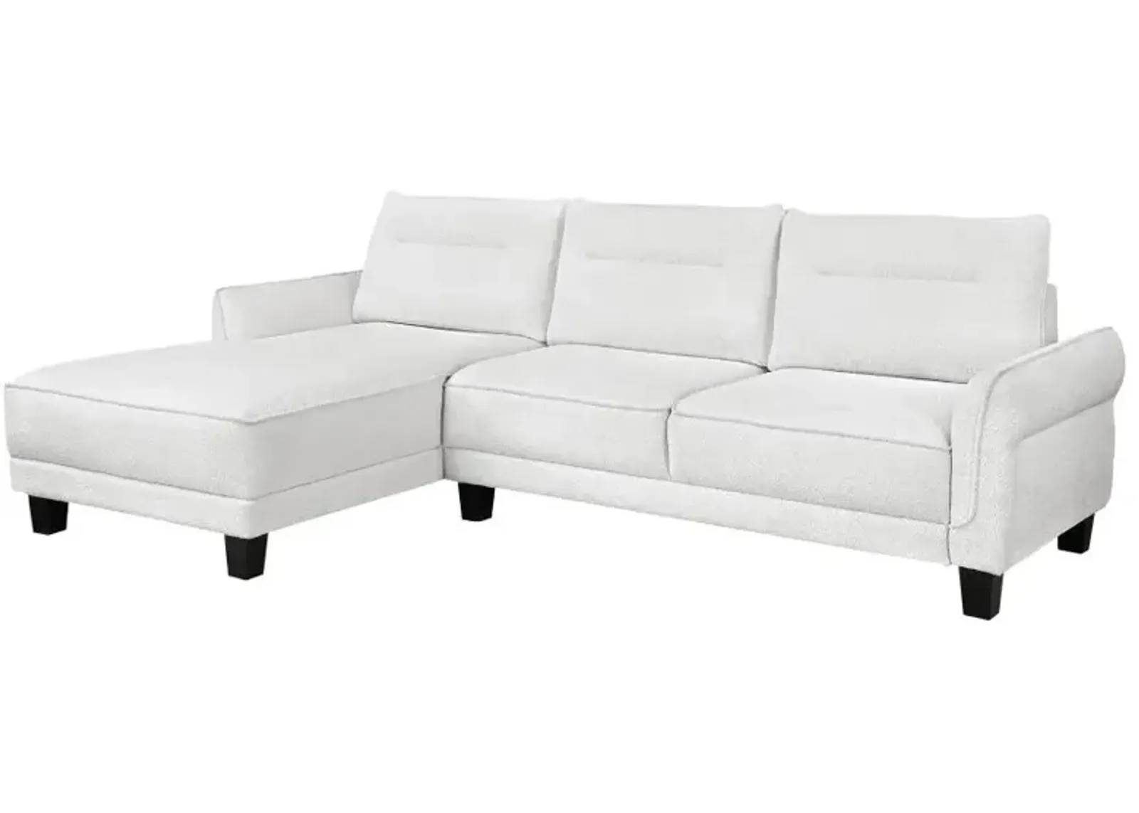 Caspian Upholstered Curved Arms Sectional Sofa White and Black