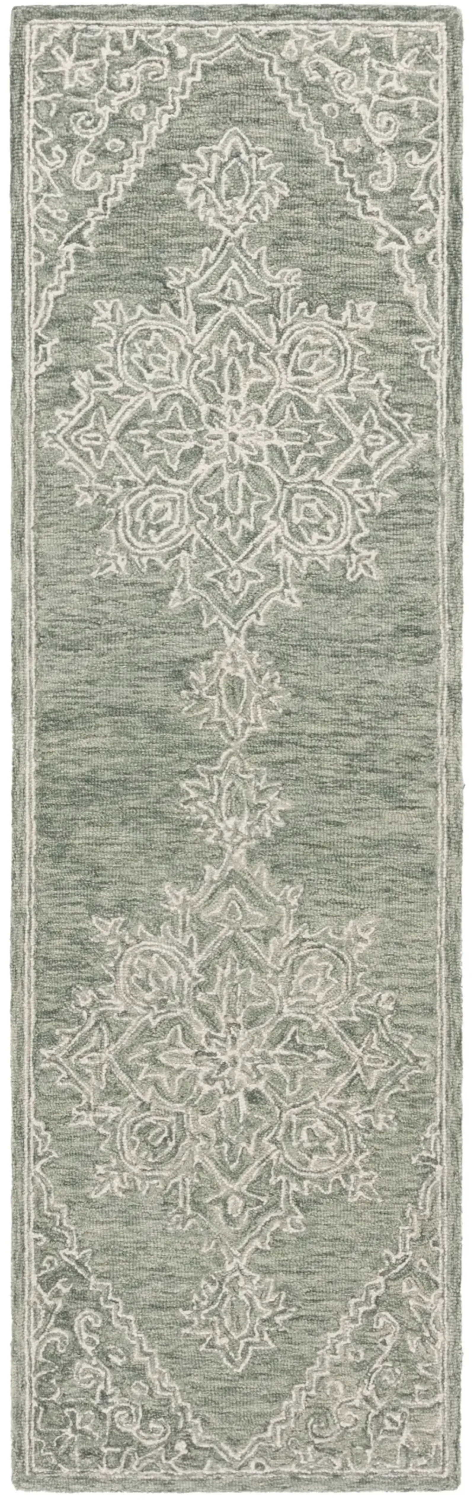 METRO 381 GREEN  2'-3' x 8' Runner Rug