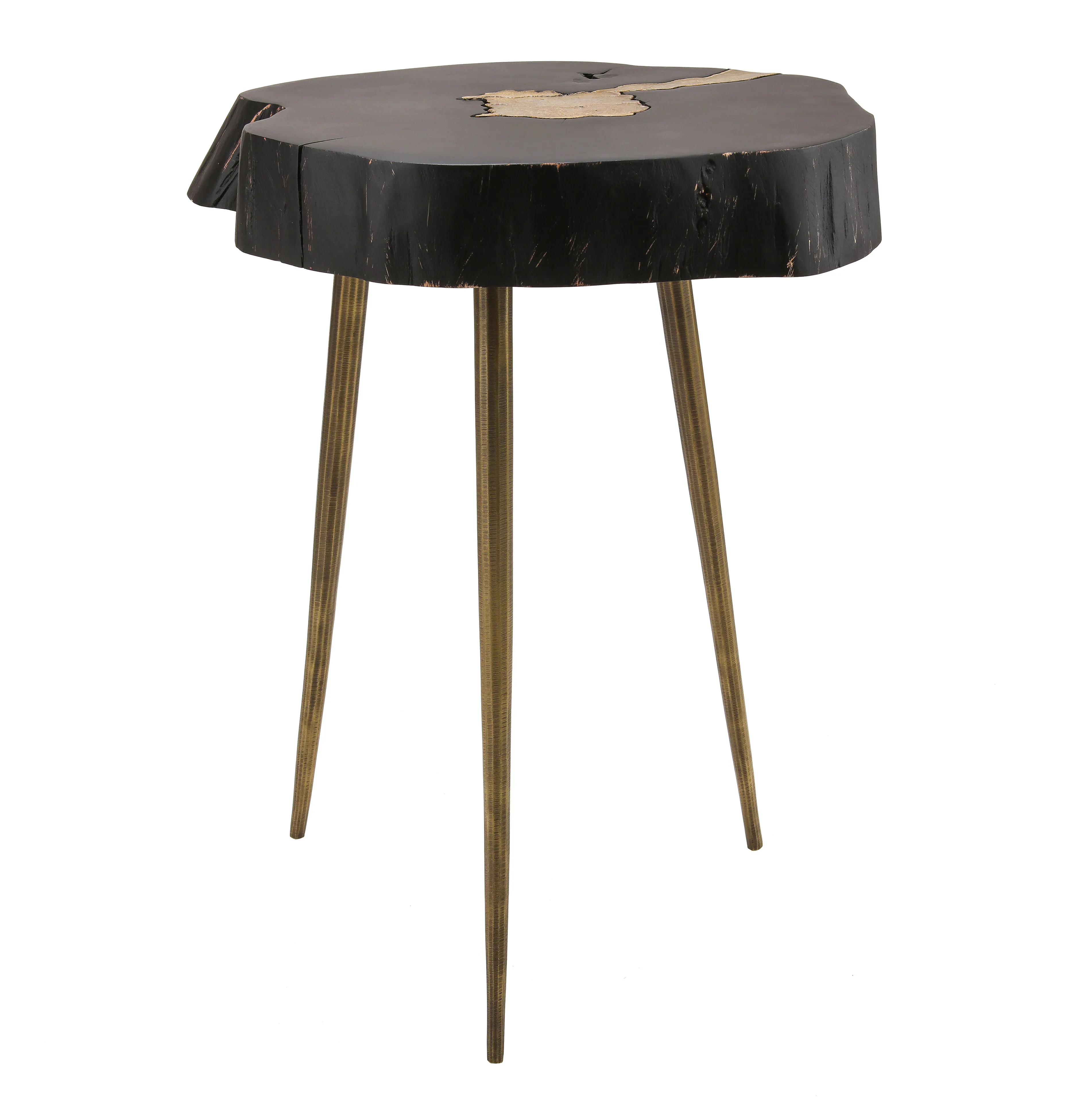 Timber Black And Brass Side Table