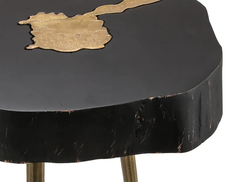 Timber Black And Brass Side Table