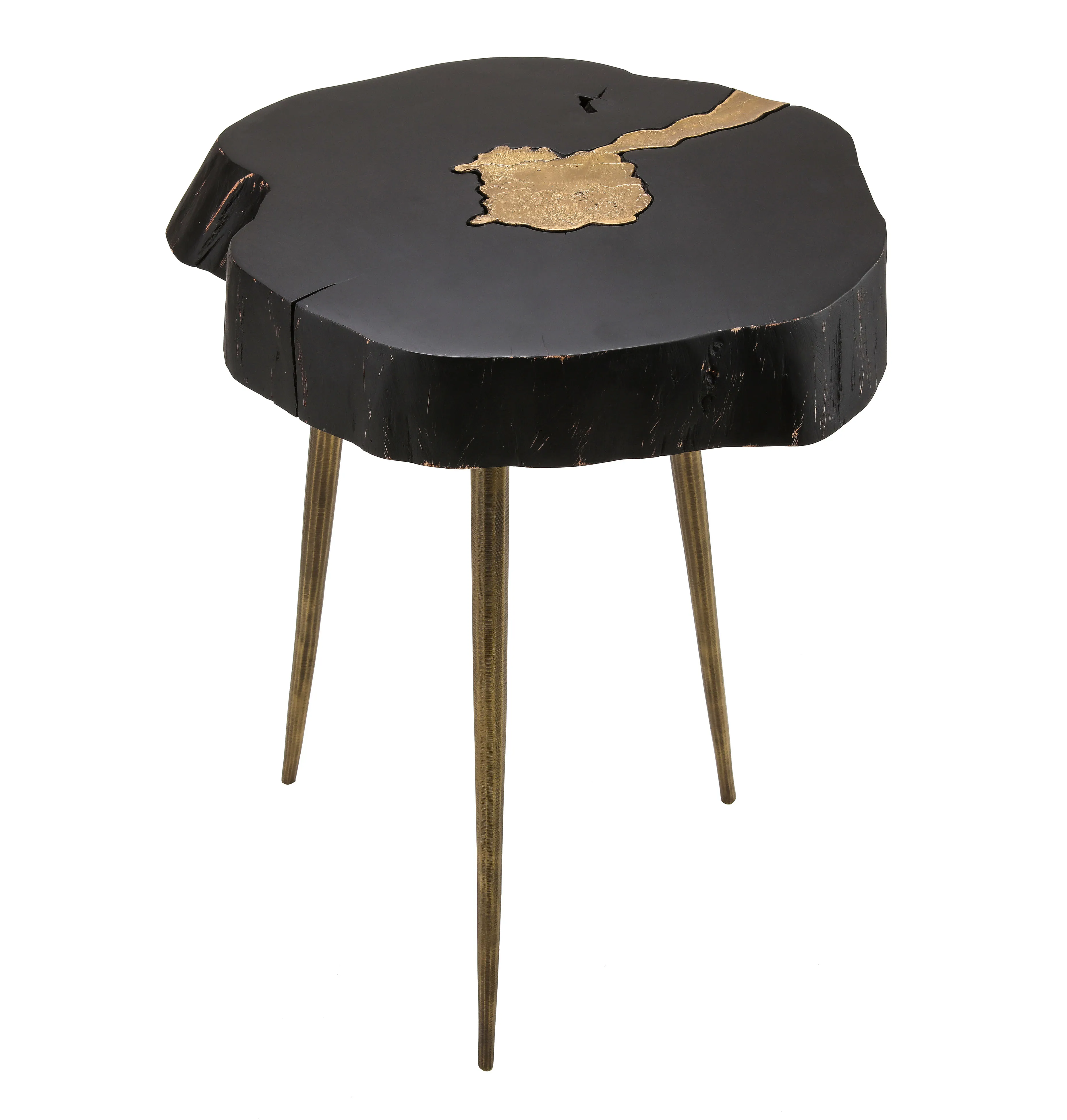 Timber Black And Brass Side Table