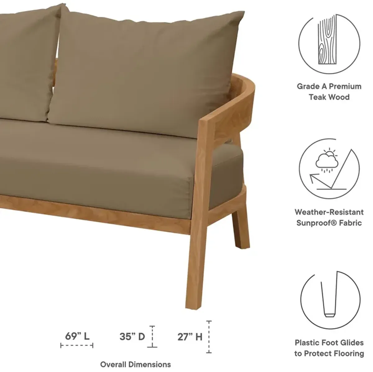 Brisbane Teak Outdoor Loveseat