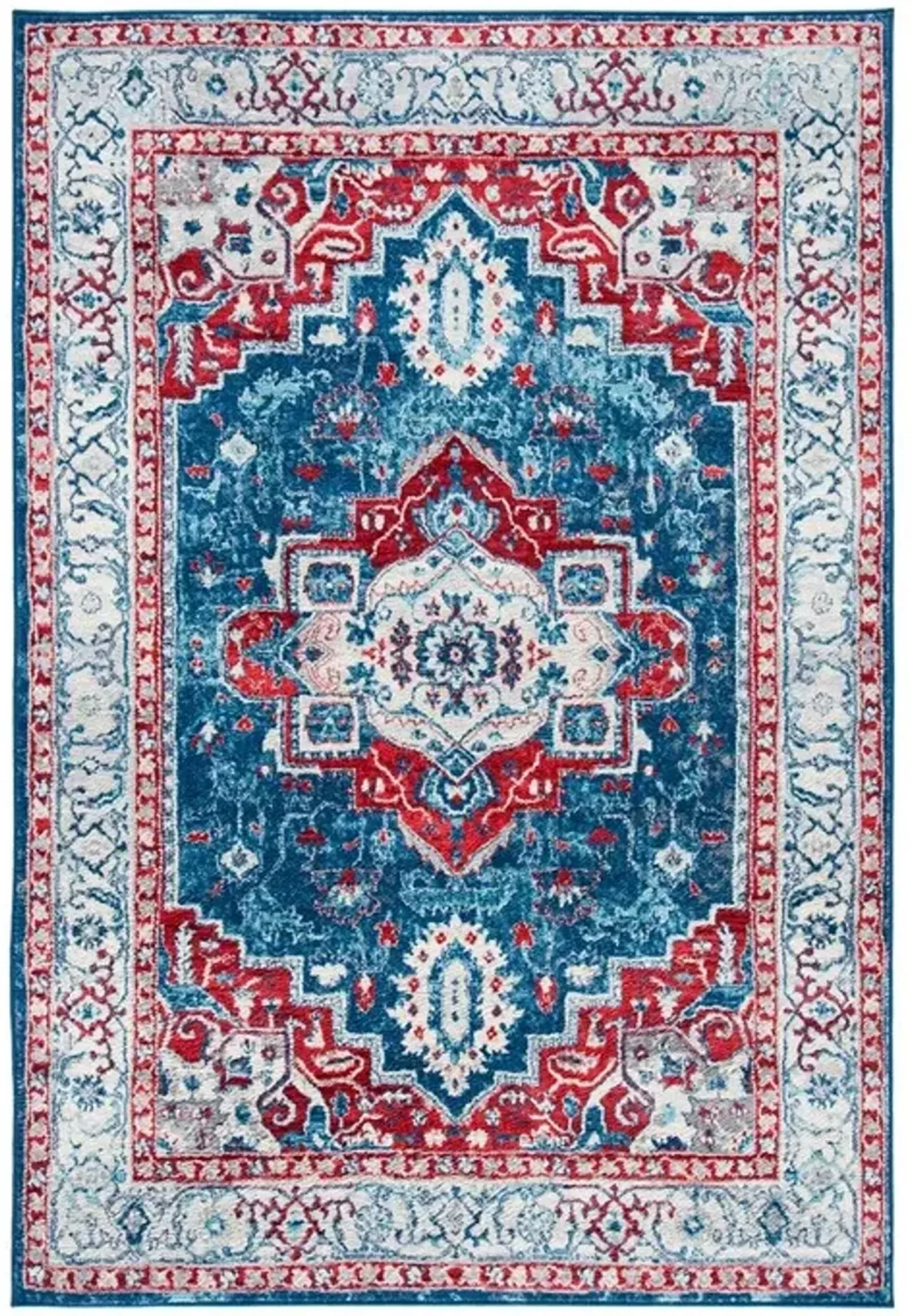 Brentwood 851 Navy / Red 5'-3" X 7'-6" Medium Rectangle Powerloomed Rug