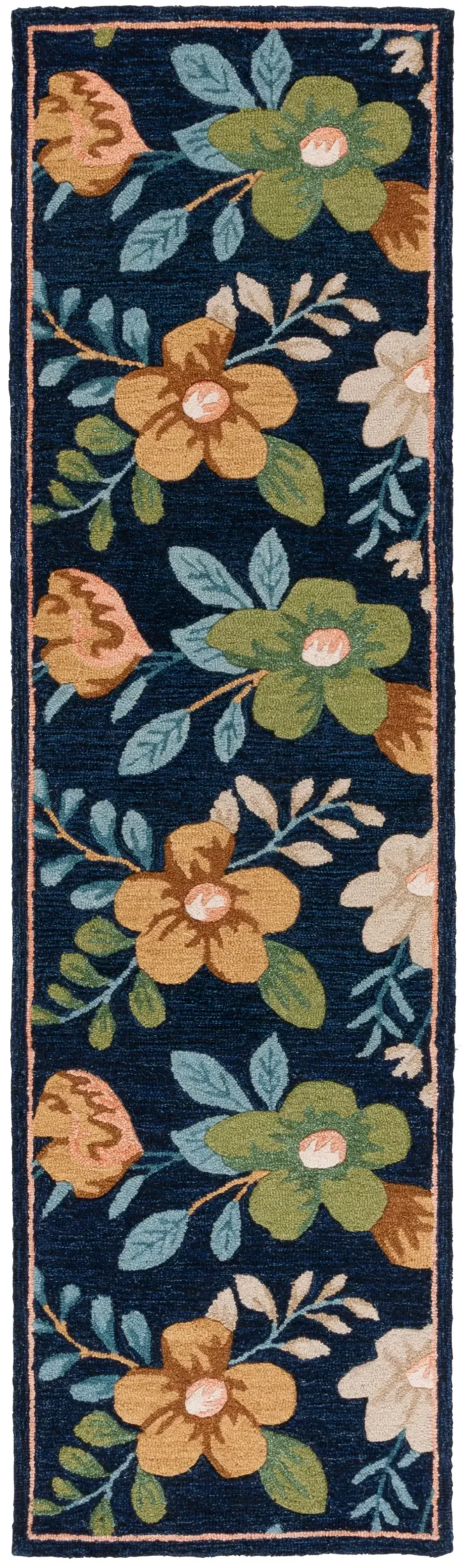 BLOSSOM 571 NAVY  2'-6' x 8' Runner Rug