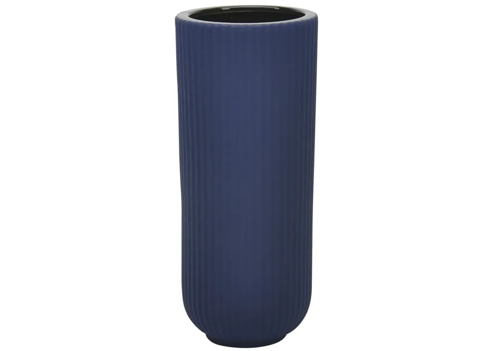 Cer, 11"h Ridged Vase, Navy