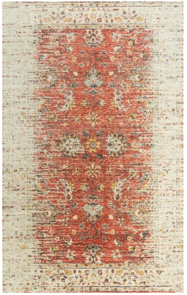 Ovation Red/Beige distressed/classical N Z wool 2' x 3'  Rectangle Rug