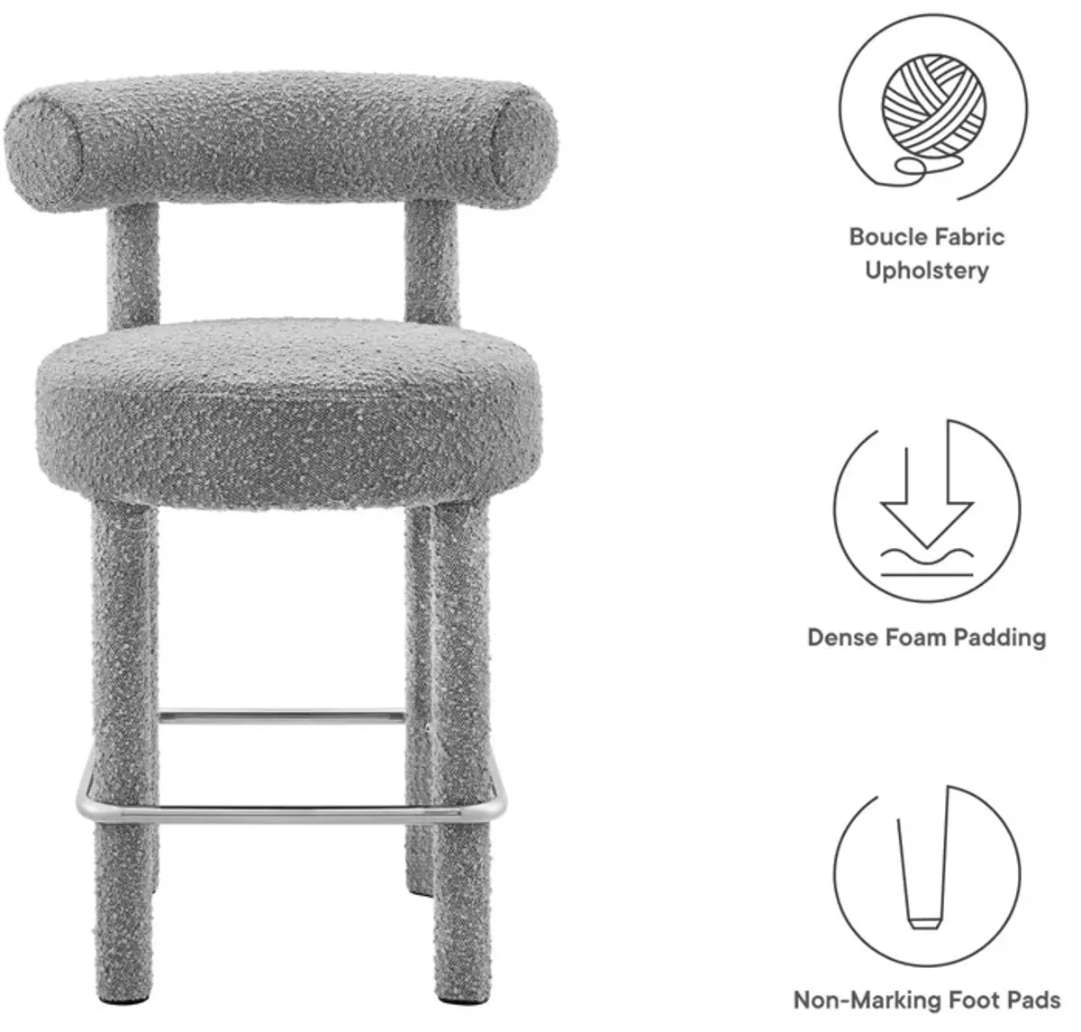 Toulouse Boucle Fabric Counter Stool