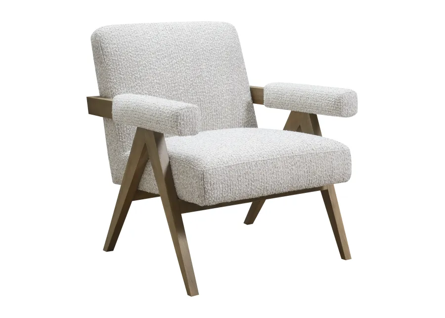 Wood, Scandinavian Accent Chair, Ivory