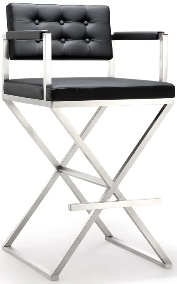director black stainless steel barstool