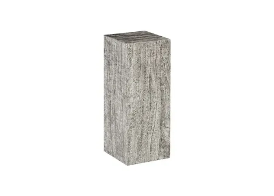 origins pedestal, medium, mitered chamcha wood, gray stone finish