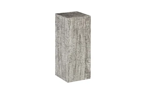 origins pedestal, medium, mitered chamcha wood, gray stone finish