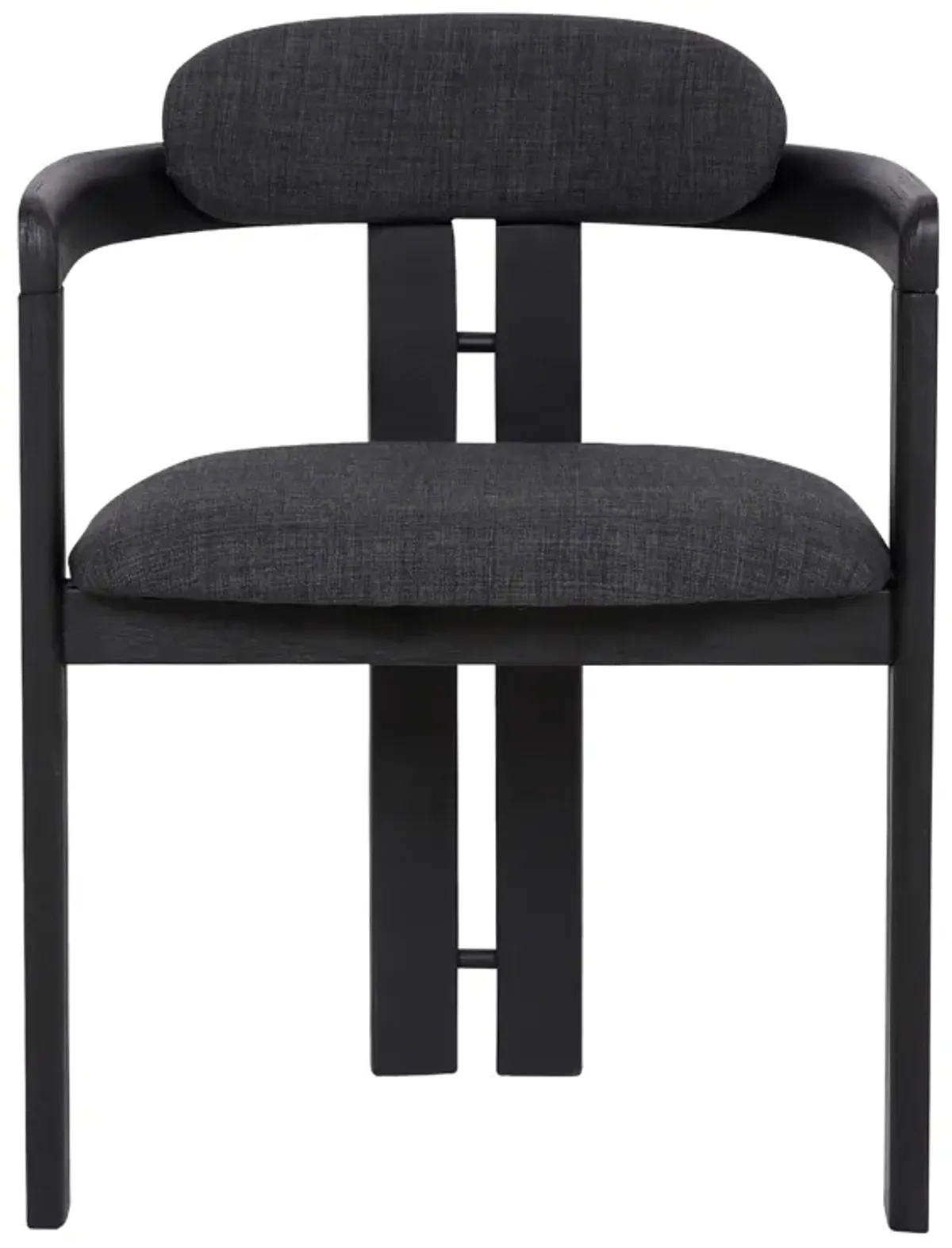 Jazmin Contemporary Dining Chair in Black Brushed Wood Finish and Charcoal Fabric - Set of 2