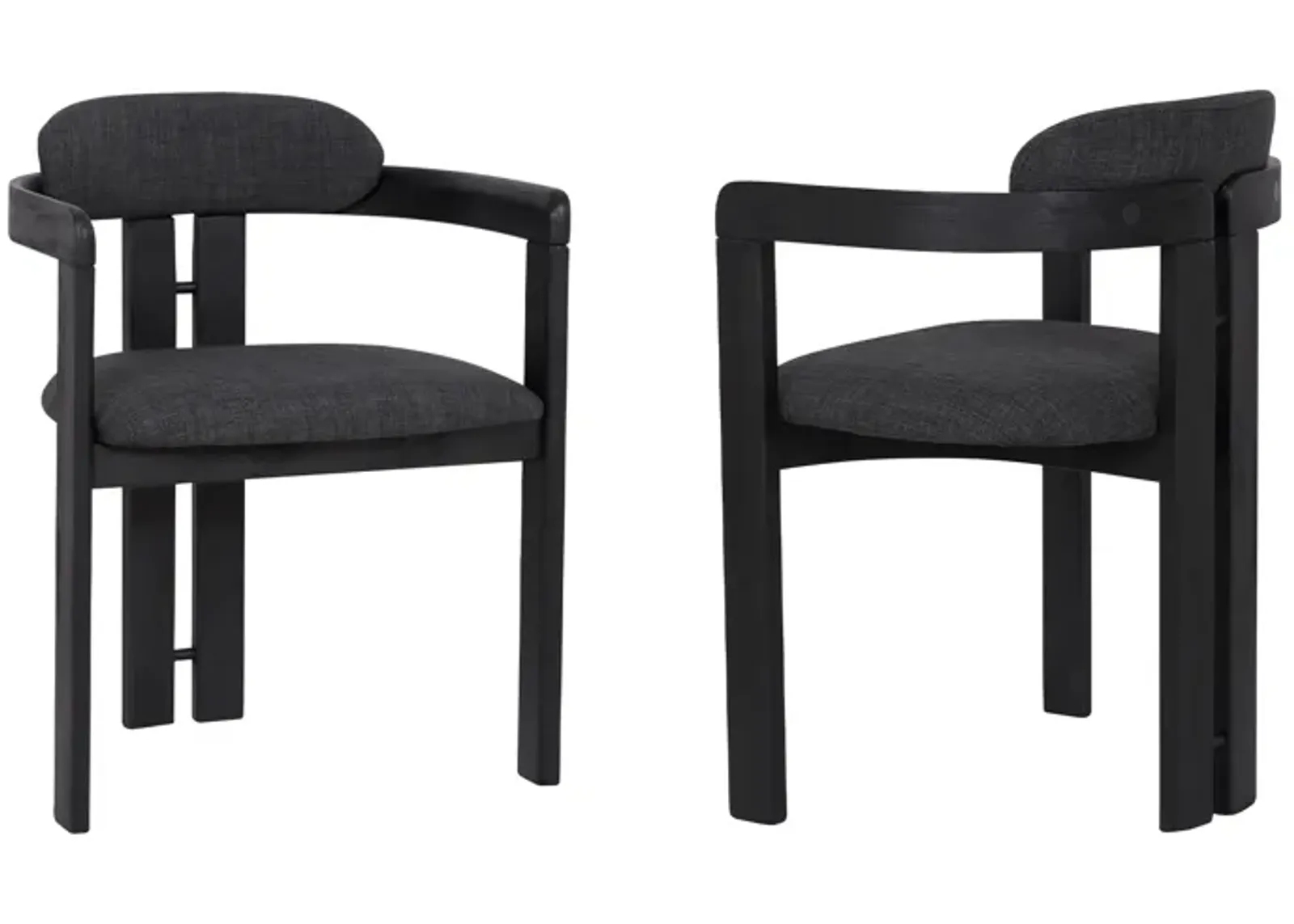 Jazmin Contemporary Dining Chair in Black Brushed Wood Finish and Charcoal Fabric - Set of 2