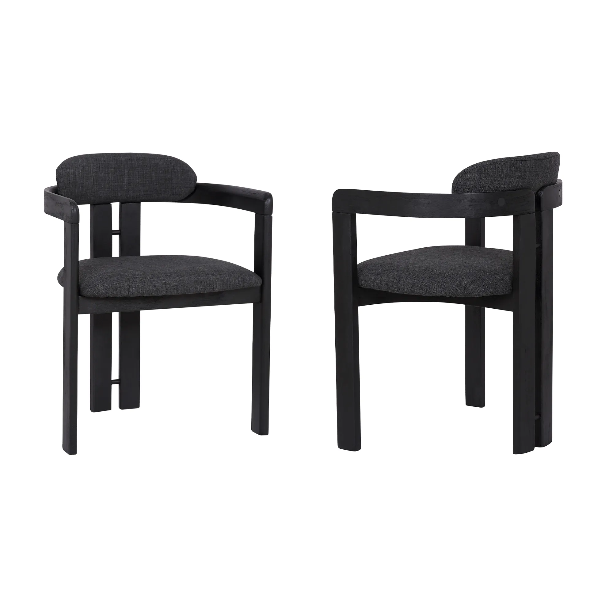 Jazmin Contemporary Dining Chair in Black Brushed Wood Finish and Charcoal Fabric - Set of 2