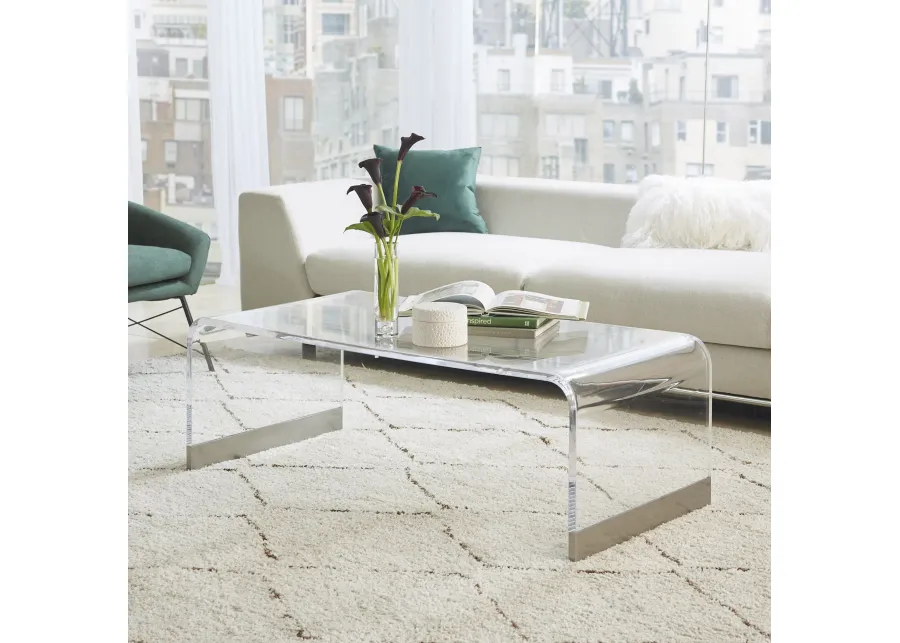 Bowie Coffee Table in Clear Acrylic and Brushed Stainless Steel