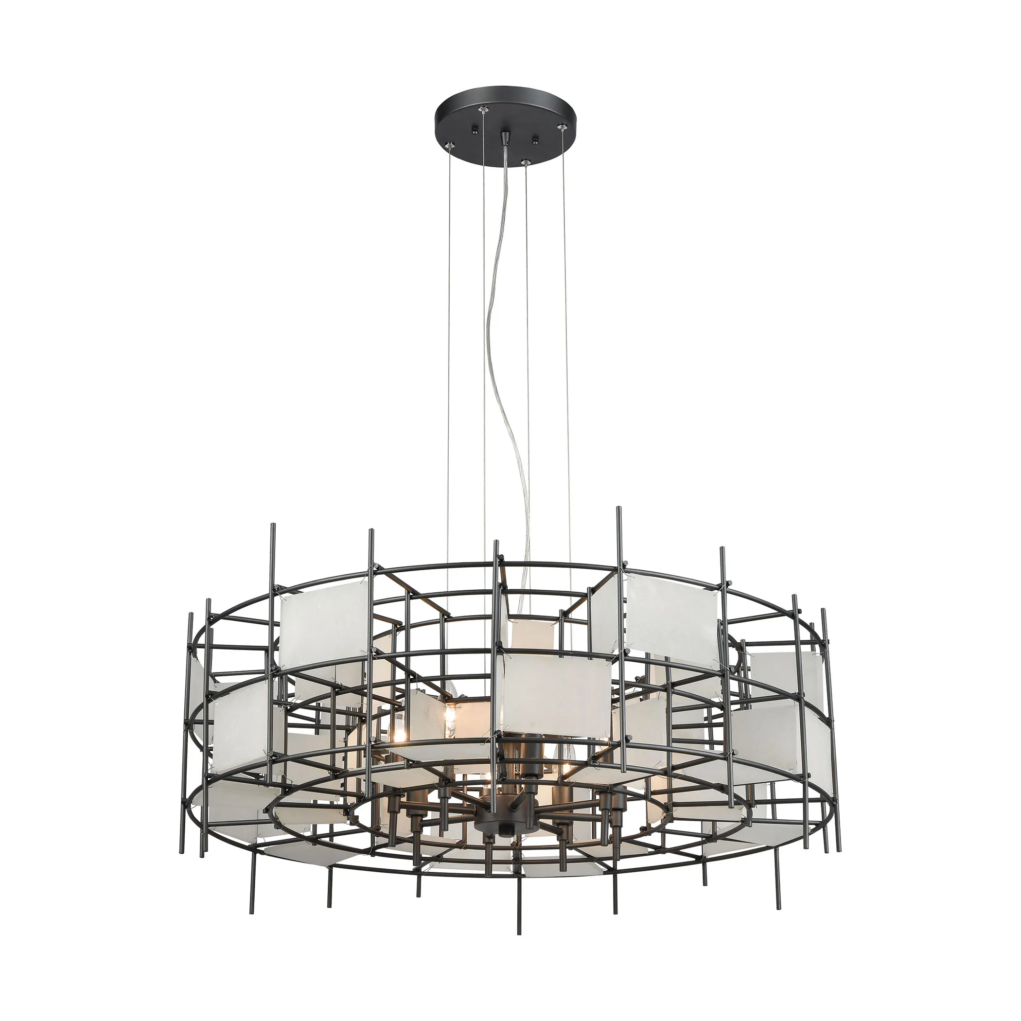 Spanish Alabaster 32" Wide 8-Light Chandelier - Dark Graphite