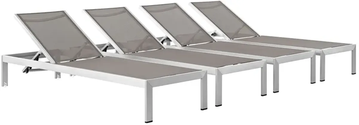 Shore Chaise Outdoor Patio Aluminum Set of 4