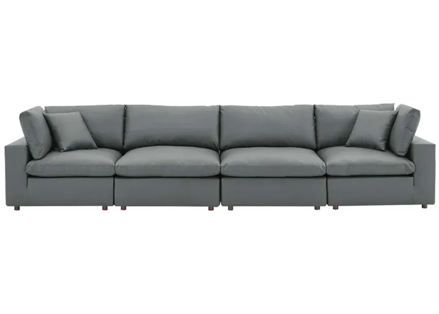 Commix Down Faux Leather 158" Sofa