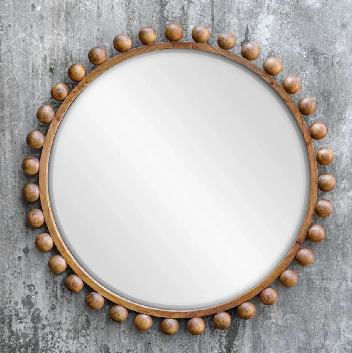 Cyra Beaded Round Mirror