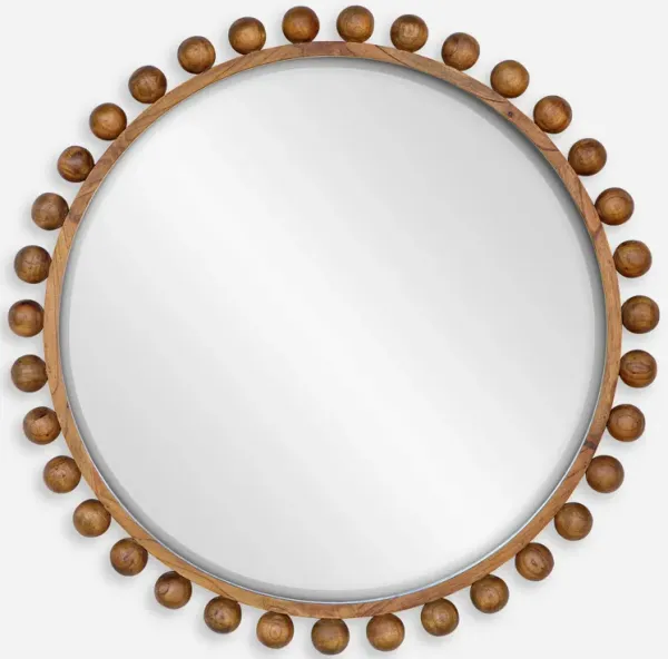 Cyra Beaded Round Mirror