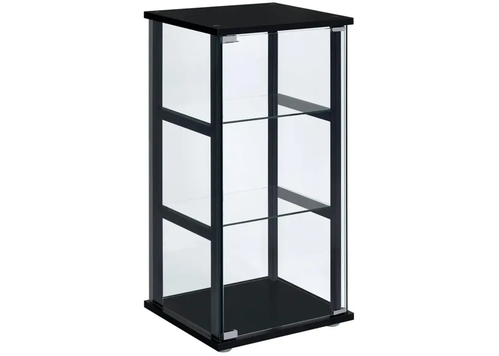 Cyclamen 3-shelf Glass Curio Cabinet Black and Clear