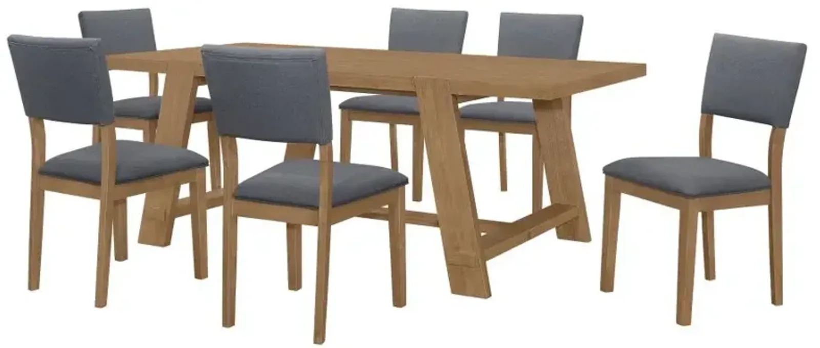 Sharon 7-piece Rectangular Trestle Base Dining Table Set Blue and Brown