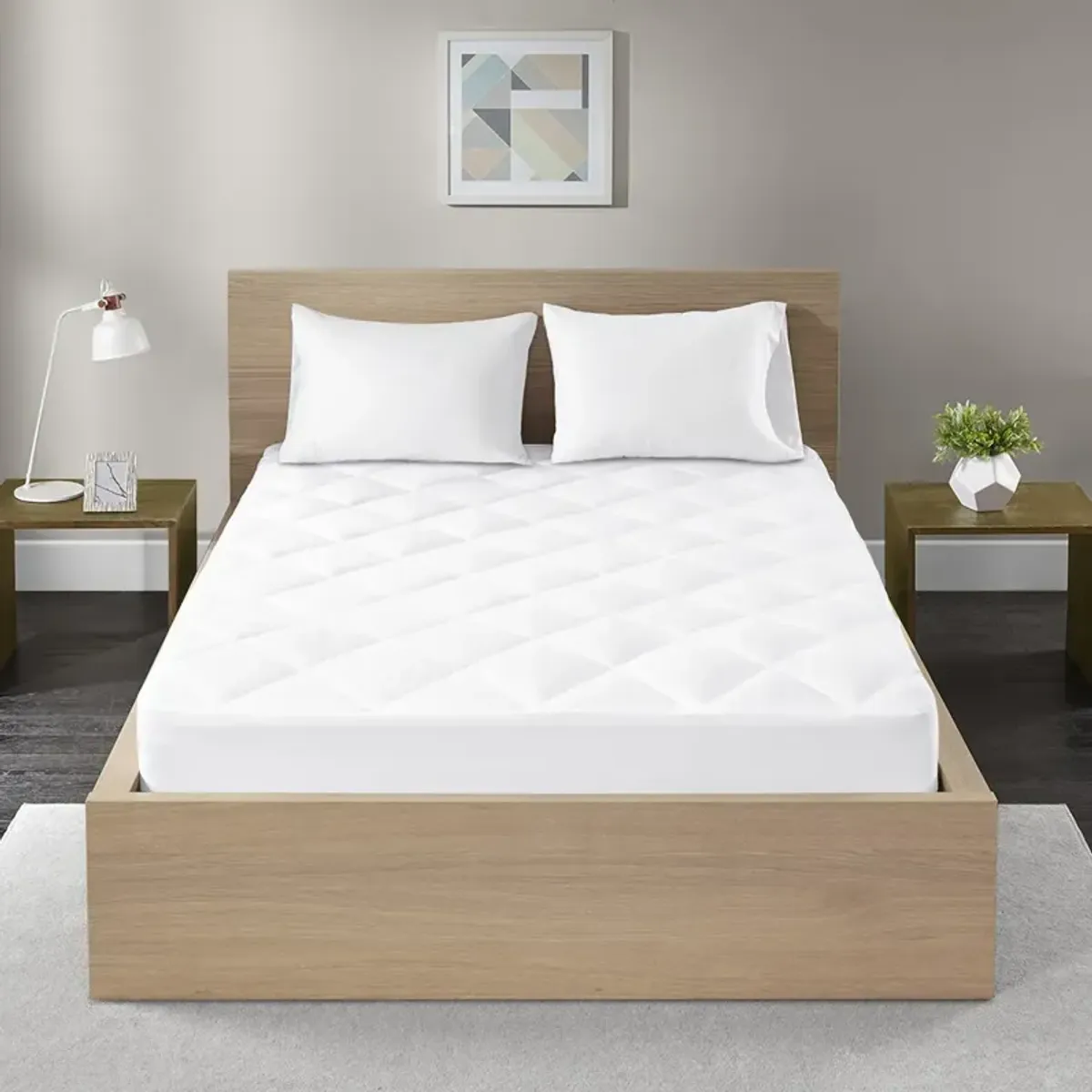 Madison Park Quiet Nights White 300 Thread Count Cotton Sateen Waterproof Mattress Pad