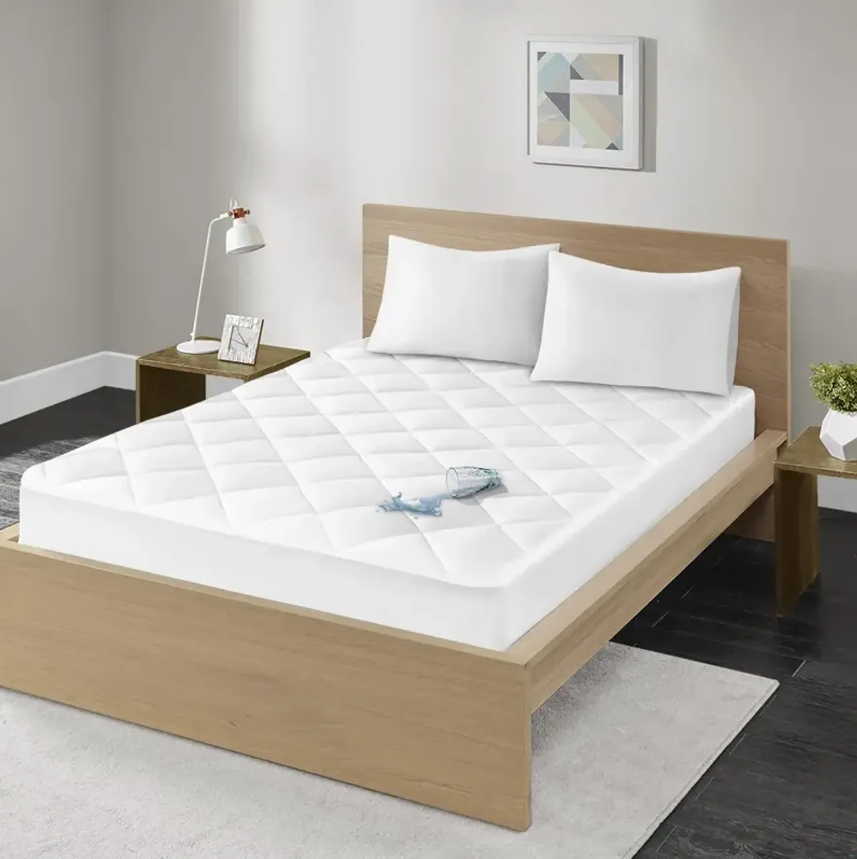 Madison Park Quiet Nights White 300 Thread Count Cotton Sateen Waterproof Mattress Pad