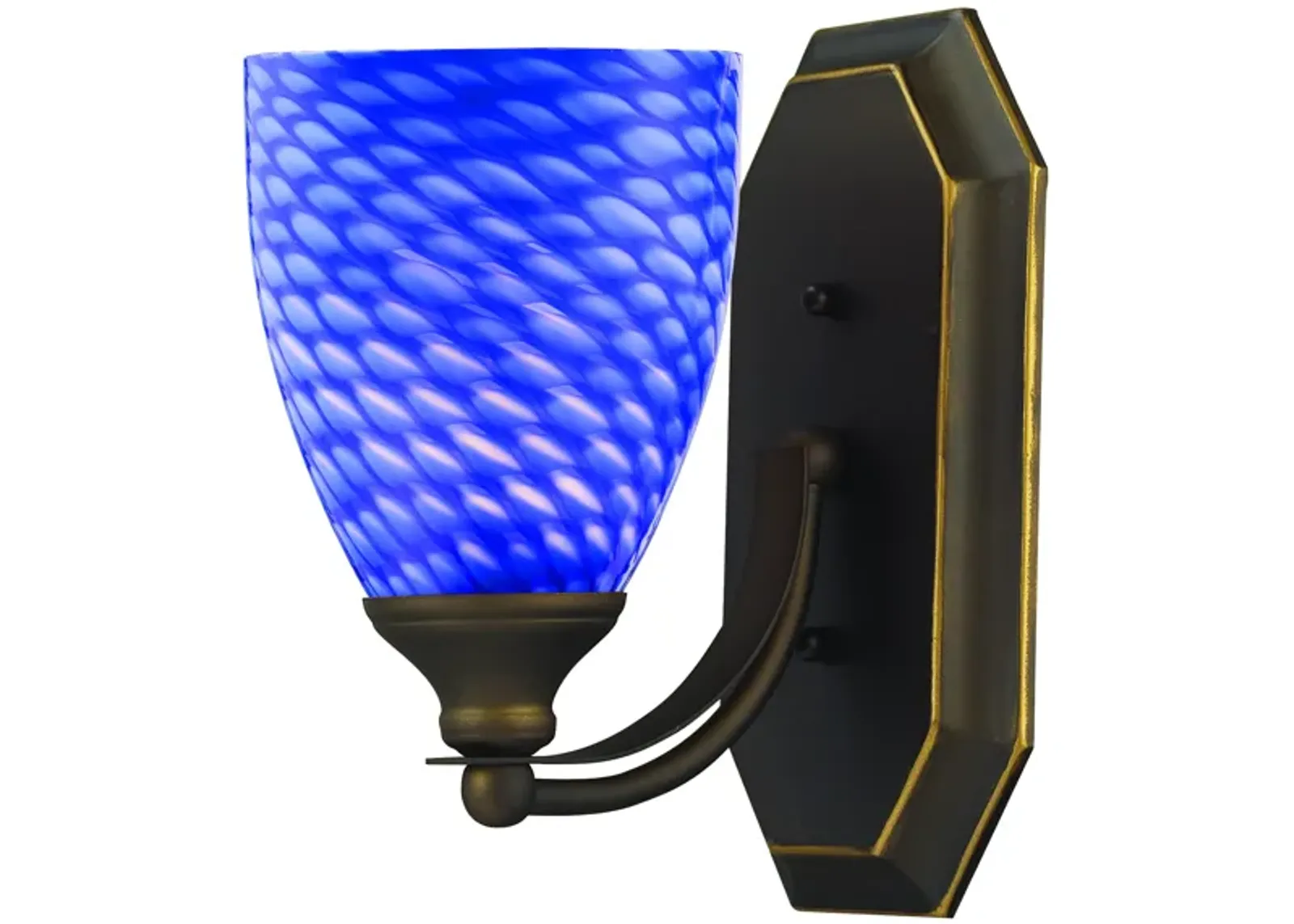 Mix-N-Match Vanity 1-Light Wall Lamp in Aged Bronze with Sapphire Glass