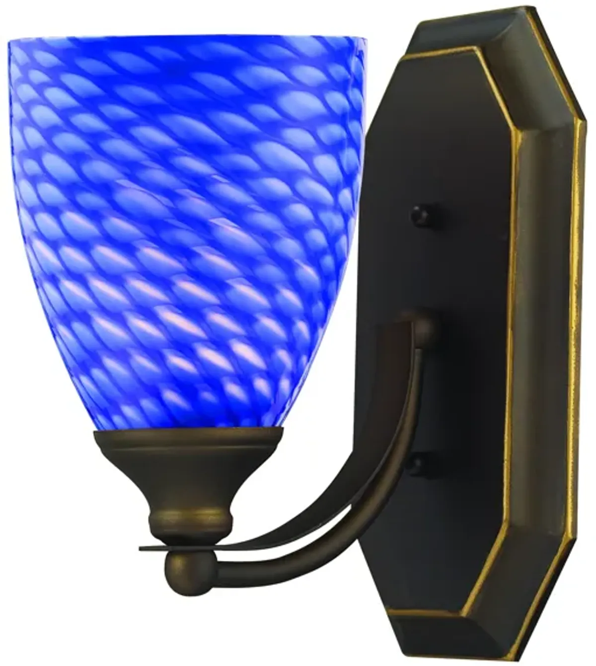 Mix-N-Match Vanity 1-Light Wall Lamp in Aged Bronze with Sapphire Glass