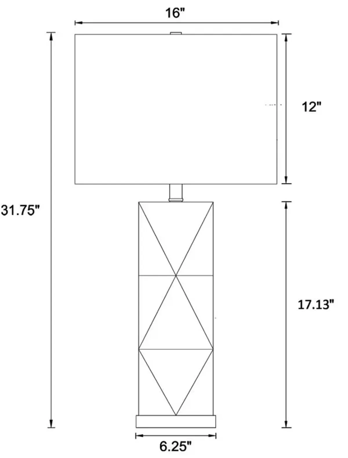 Camie Geometric Ceramic Base Table Lamp White