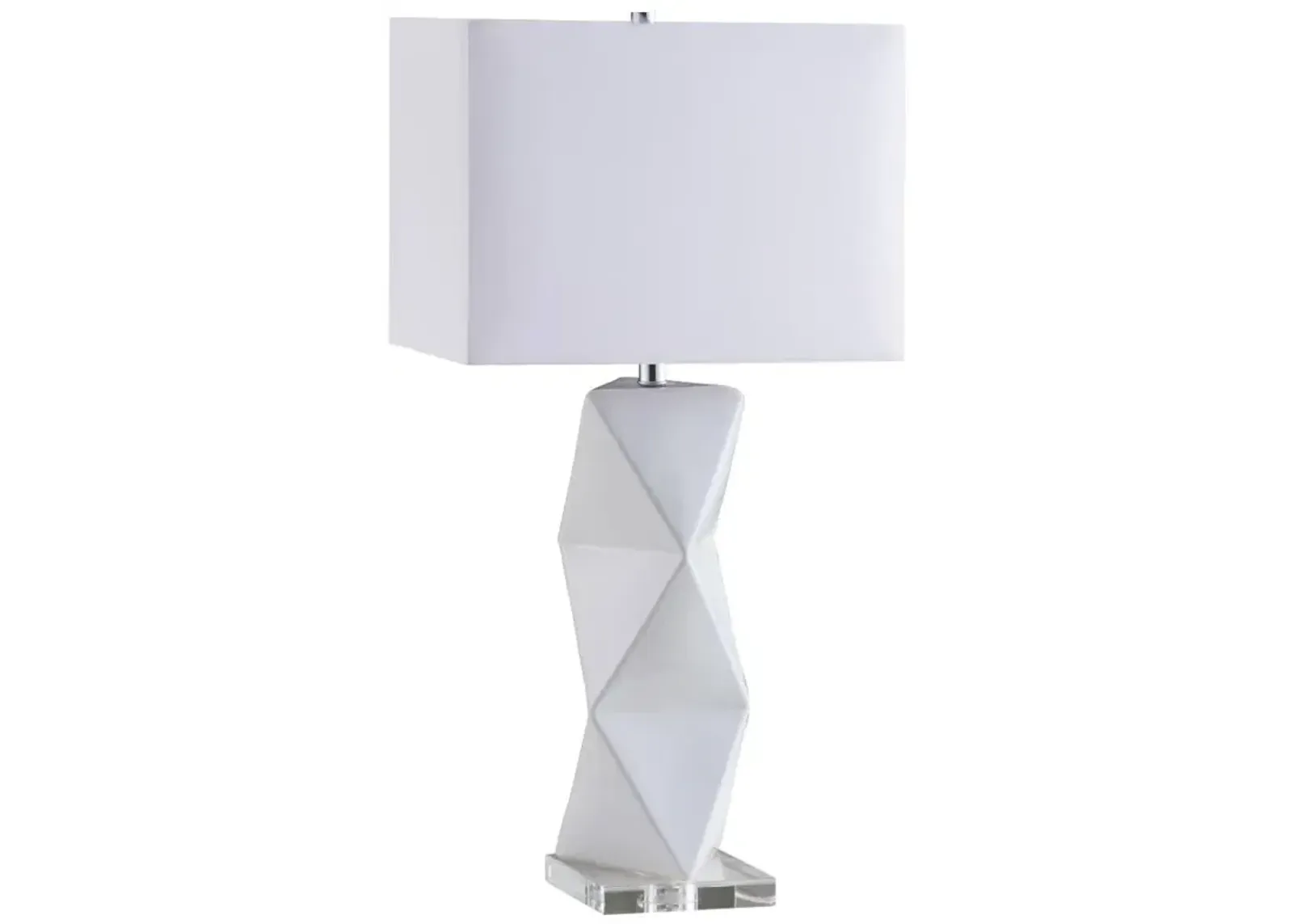 Camie Geometric Ceramic Base Table Lamp White