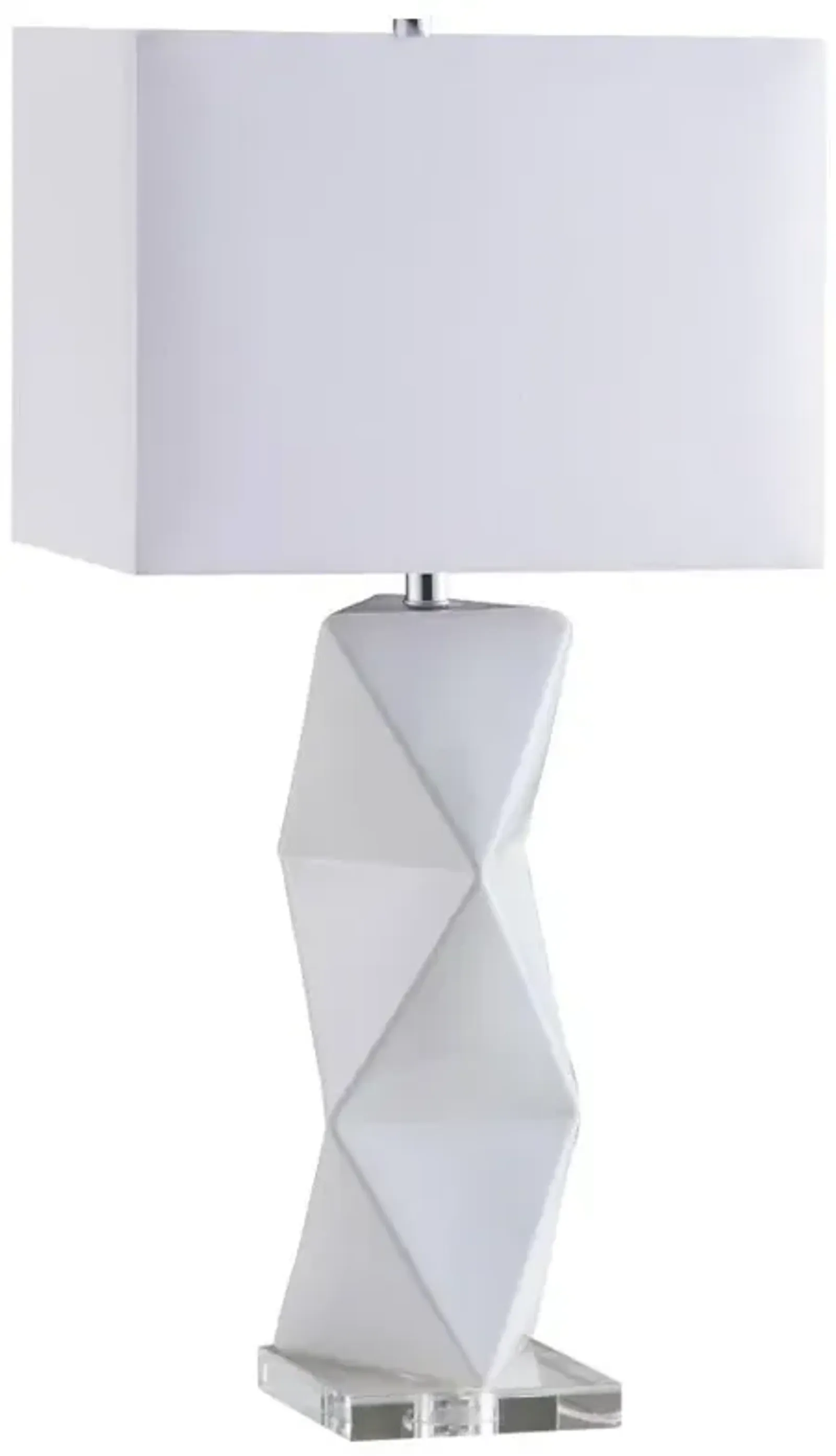 Camie Geometric Ceramic Base Table Lamp White