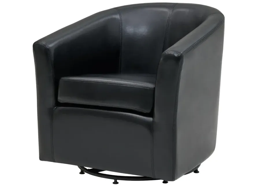 hayden swivel bonded leather accent arm chair, black