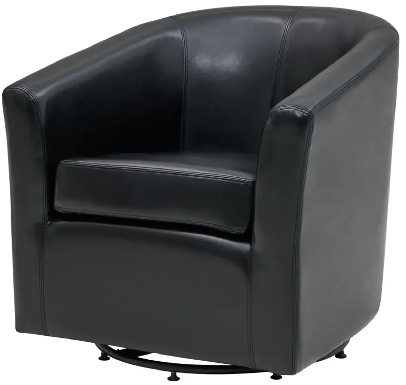 hayden swivel bonded leather accent arm chair, black