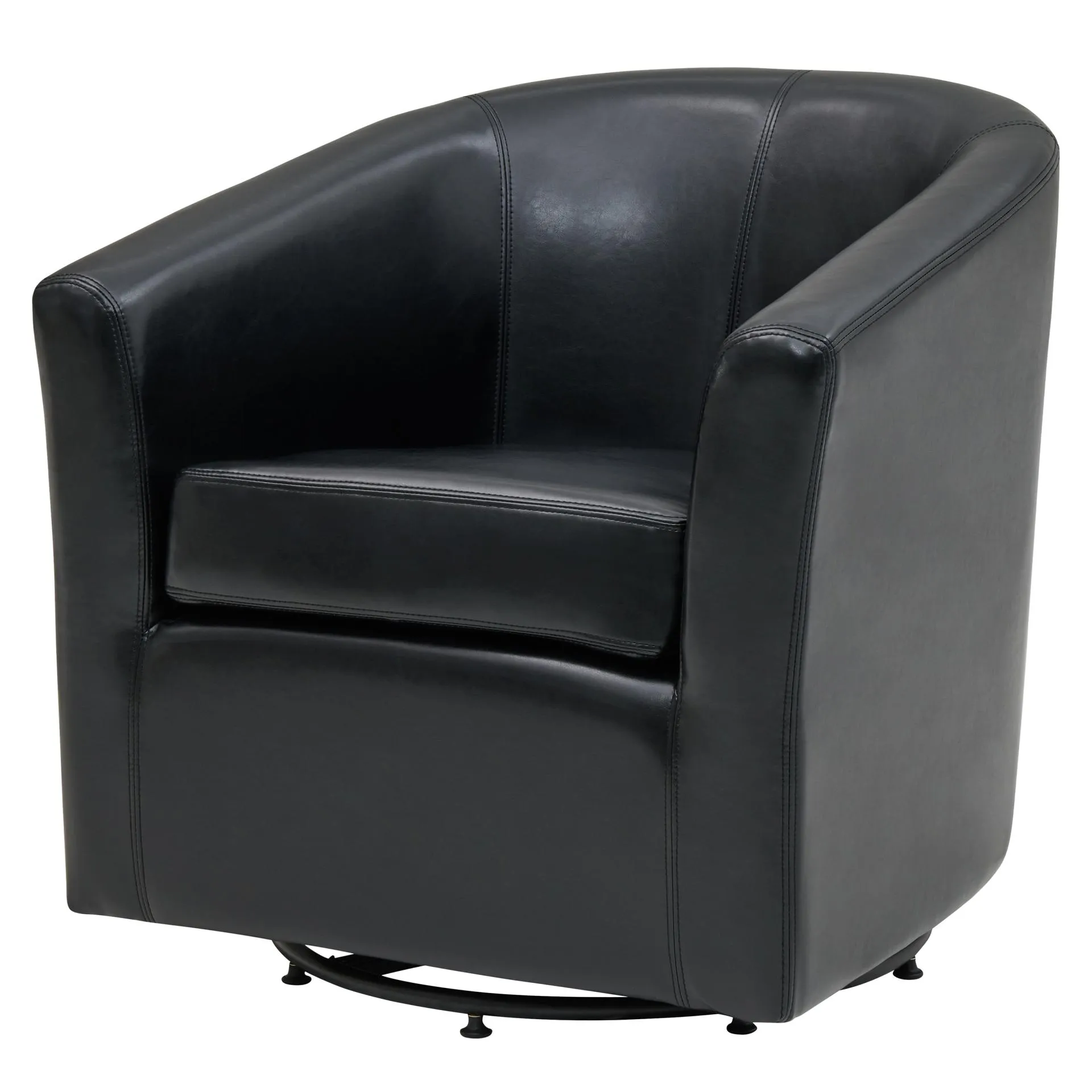 hayden swivel bonded leather accent arm chair, black