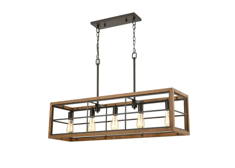 Warehouse Window 42" Wide 5-Light Linear Chandelier - Oil Rubbed Bronze