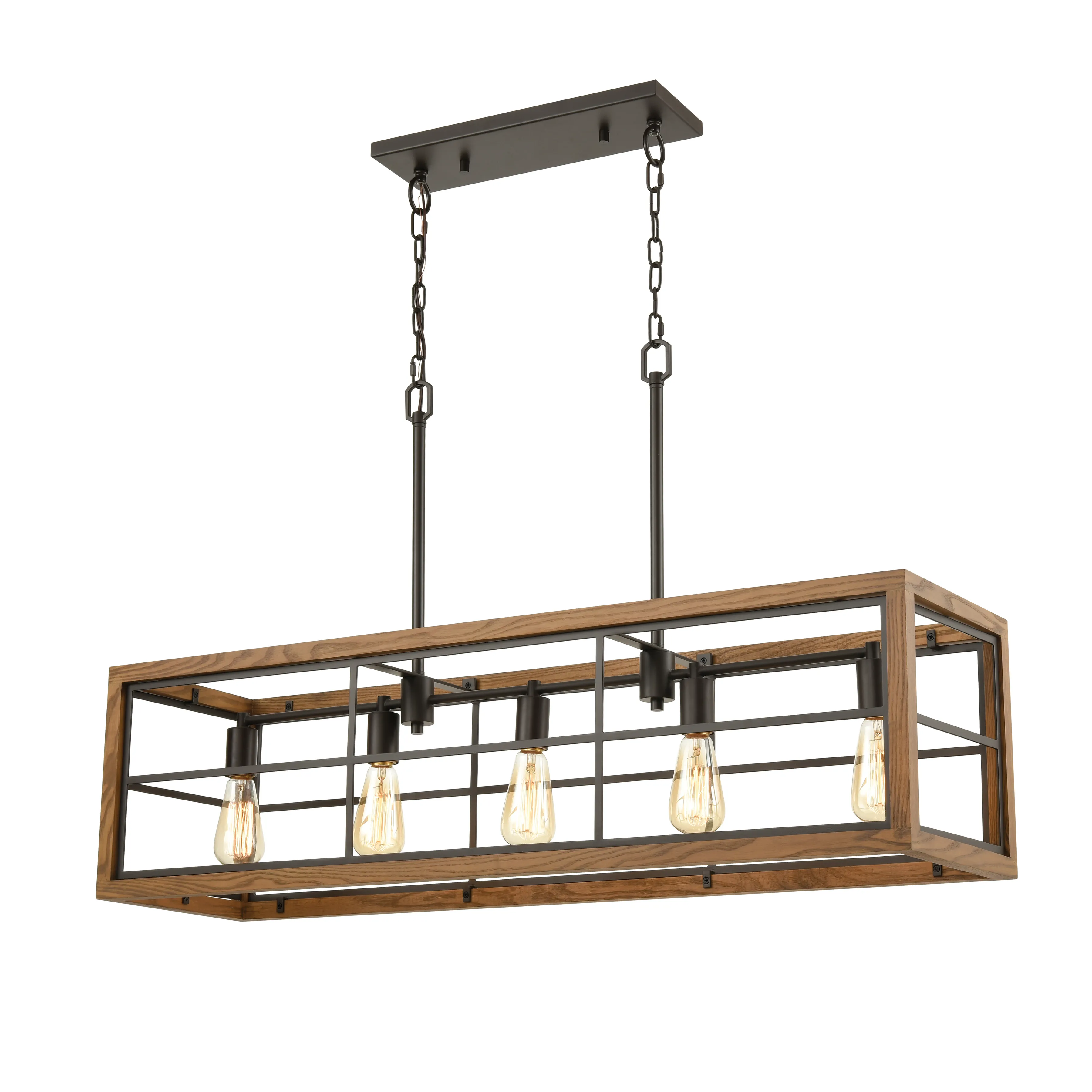 Warehouse Window 42" Wide 5-Light Linear Chandelier - Oil Rubbed Bronze