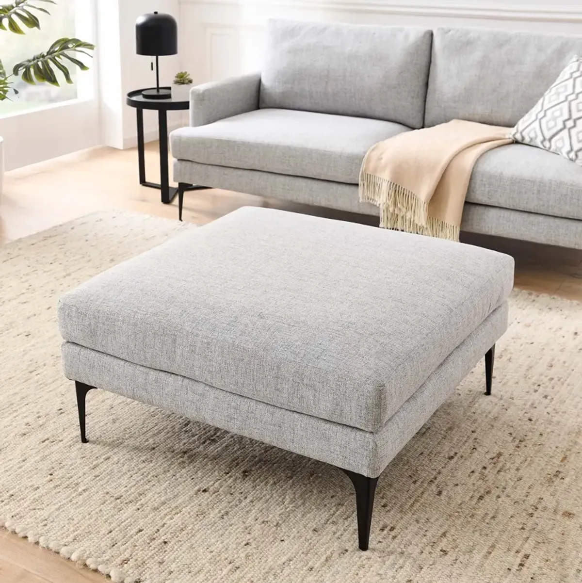 Evermore Upholstered Fabric Ottoman