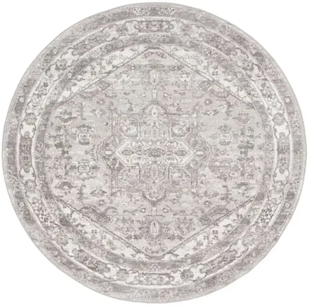 Brentwood 852 Cream / Grey 8' X 8' Round Round Powerloomed Rug